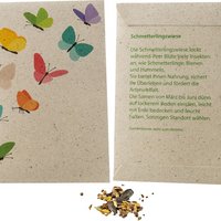 Samentütchen Graspapier 8,2x11,4 cm, Schmetterlingswiese mit Logo
