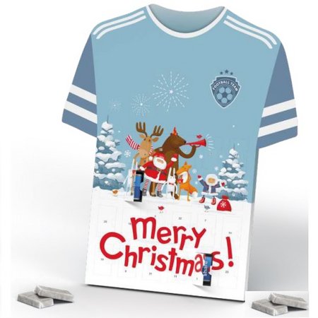 Täfelchen Adventskalender Trikot Alpenmilch-Schokolade mit Logo