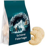 Vanillekipferl 100g Express Blockbodenbeutel mit Werbereiter mit individuellem Logo
