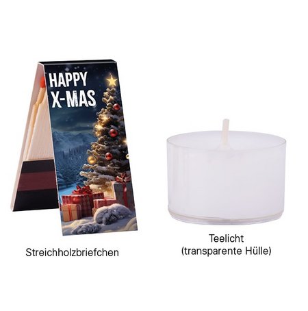 Einzelner Inhalt Klappbox S, Teelichter Adventskranz mit Logo