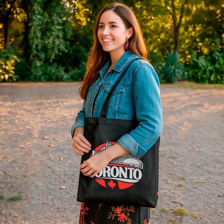 Tasche TORONTO 38 x 42 x 10 cm Canvas mit Boden- und Seitenfalte sowie langen Henkeln mit Werbung