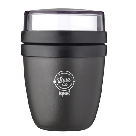 Schwarzer  Mepal Ellipse Mini 300+120 ml Lunchpot mit Logo