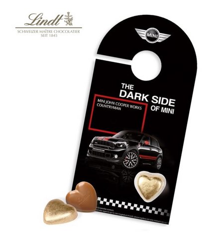 Schokokarte Türanhänger mit Lindt Herz mit Logo