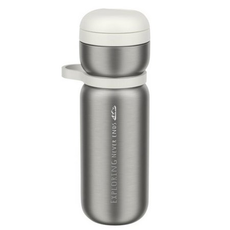 Mepal Twist 600 ml Thermo-Sportflasche mit Logo weiß