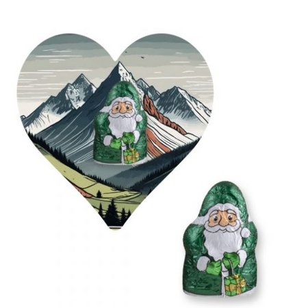 Mini Schoko-Weihnachtsmänner (vegan) ca. 7g Flyer Mini Herzform mit Logo