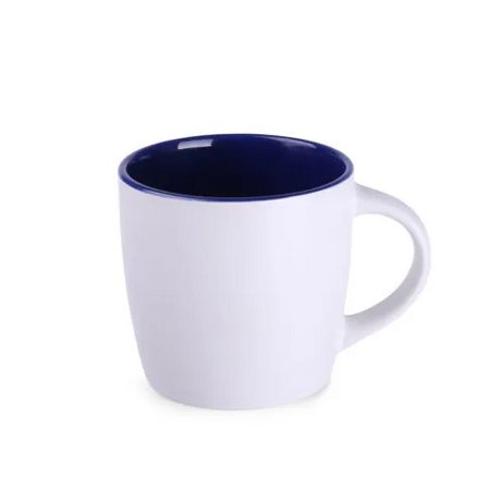 Keramikbecher HANDY PURE weiß-dunkelblau mit Werrbung oder Logo bedruckt