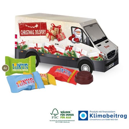 3D Präsent Transporter Tony‘s Chocolonely Tiny‘s Mix mit eigenem Logo