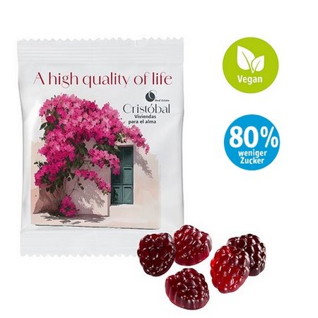 Veganes -80% Zucker Fruchtgummi 20g mit Logo