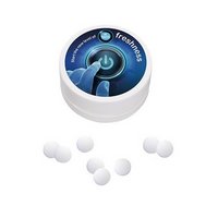 Papier XS-Taschendose Zuckerfreie Pfefferminzpastillen mit Logo