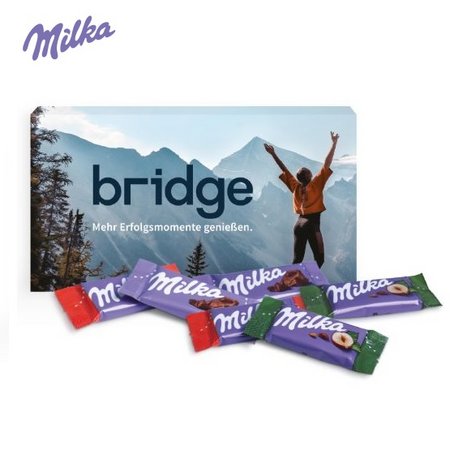 Milka Schokotäfelchen in Präsentbox mit Logo