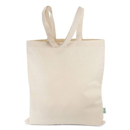 Frontansicht Tragetasche PASSAU 38 x 42 cm aus recycelter Baumwolle mit langen Henkeln mit Logo