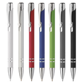 günstiger Aluminium-Kugelschreiber mit gummierter Oberfläche