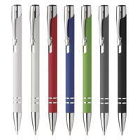 günstiger Aluminium-Kugelschreiber mit gummierter Oberfläche