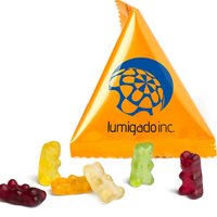 Mini Tetraeder Gummibärchen mit individueller Werbung bedruckt