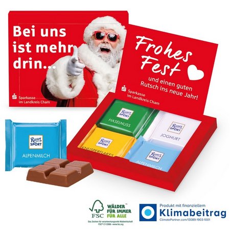 Mini-Grußkarte mit Ritter SPORT Schokolade mit Logo