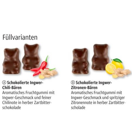 Füllvarianten Schoko-Fruchtgummi-Bären 20g mit Logo