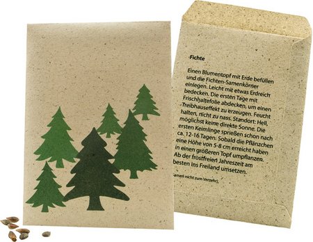 Samentütchen Graspapier Weihnachtsbaum 8,2 x 11,4 cm mit Logo