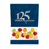 Fruchtgummi-Werbetütchen 100g Haus bedruckt mit Logo