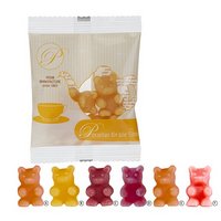 Tee Bären Fruchtgummi im kompostierbaren Werbetütchen bedruckt mit eigenem Logo
