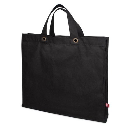 Macau Baumwolltasche schwarz 40 x 40 x 7 cm mit kurzen Henkeln mit Logo