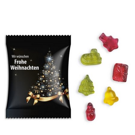Fruchtgummi Weihnachtsedition im individuellen Werbetütchen mit Logo