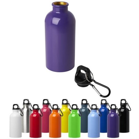 Lila Oregon Trinkflasche 400ml mit Karabiner mit Logo