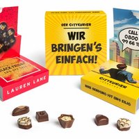  Lindt Mini Pralinés in Pop-Up Kartonage mit individueller Werbung oder Logo