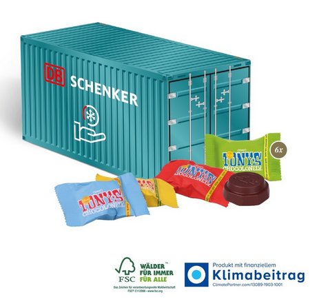 3D Präsent Container Tiny Tony´s Schokolade mit Logo