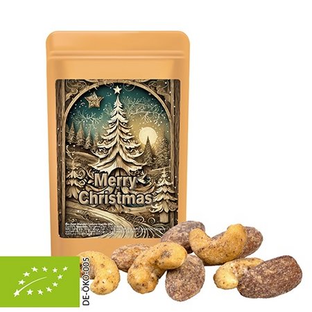 Bio Zimt-Mandel Vanille-Cashew Mix ca. 30g im Standbeutel Mini mit Logo
