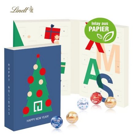 Lindt Adventskalender zum Aufklappen mit Logo