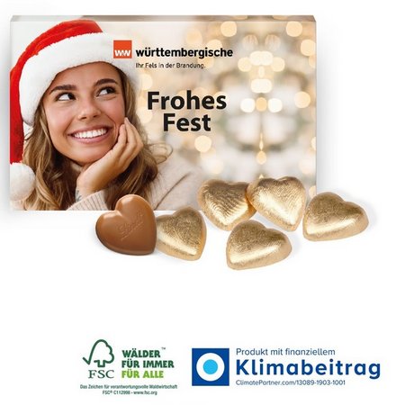 Präsentbox Business mit Lindt Schokoherzen mit eigenem Logo
