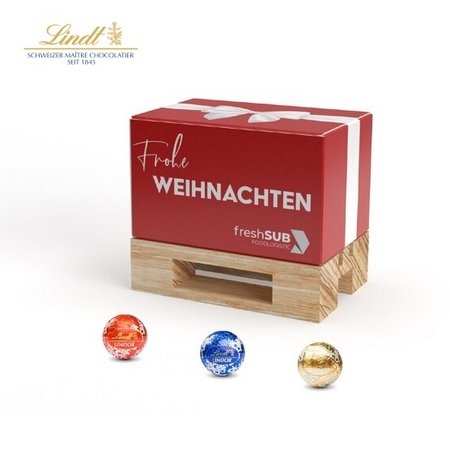 Geschenk Mini-Palette klein Lindt Lindor Mini Kugeln mit Logo