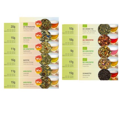 Tee verschiedene Sorten Kraftpapierdose Mini mit Logo