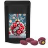Zartbitter-Himbeer Mandeln 80g in Standbeutel Mini schwarz mit Logo