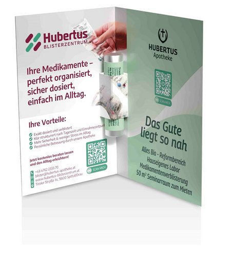 Cover Card mit Traubenzucker-Röllchen bedruckt mit Logo
