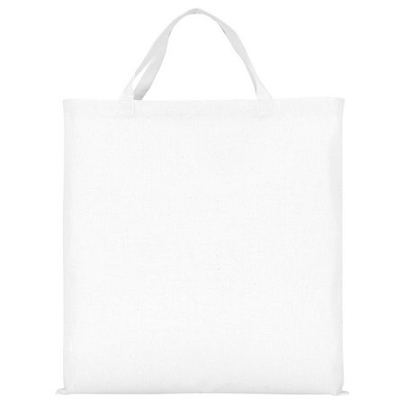 Baumwolltasche 50 x 50 cm mit zwei kurzen Henkeln weiß mit Logo