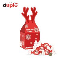 3D Präsent Rentier mit süßer Füllung duplo Knusperlen mit Logo