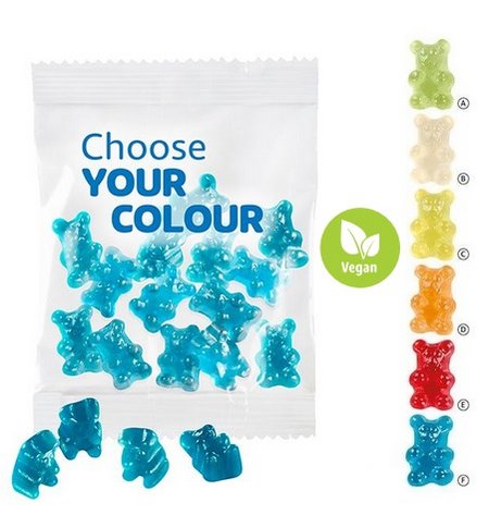 VEGANE 1-farbige Premium-Bärchen Folie 20g mit Logo