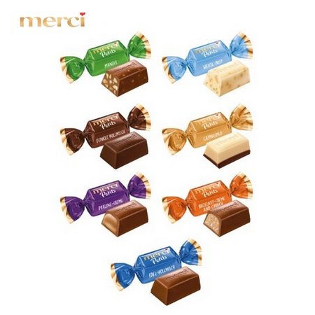 Füllvarianten 3D Präsent Bus mit Merci Petits mit Logo