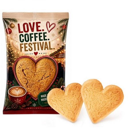 Herz Kaffeekeks im Werbetütchen mit eigenem Logo