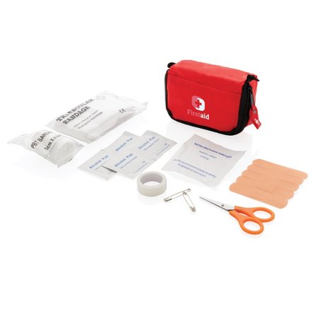 Rotes Erste Hilfe Set in Tasche mit Logo