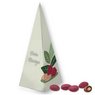 Zartbitter-Himbeer Mandeln 30g in Präsent-Pyramide mit eigenem Logo