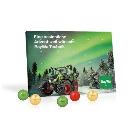 Tisch-Adventskalender mit Fairtrade Schokolade mit Logo