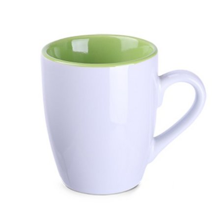Keramiktasse bedrucken Ilona Duo weiß-hellgrün mit eigenem Logo