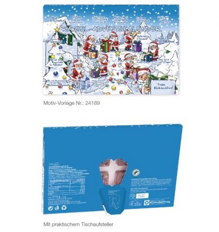 Tisch-Adventskalender Classic Exklusiv mit Tischaufsteller und eigenem Logo bedrucken