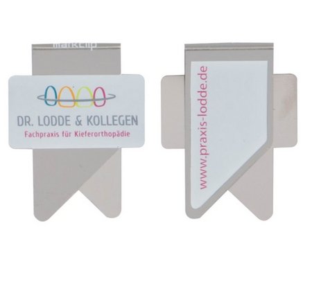 Variante 2 Wingclip shape Büroklammer Druck beidseitig mit Logo