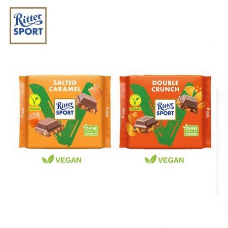Varianten Ritter SPORT Vegan mit Werbebanderole mit Logo