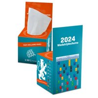Taschentuchbox mit Klappe und Logo