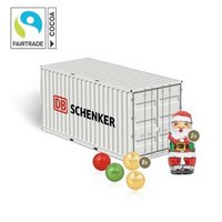 3D Präsent Container mit Fairtrade Schokolade mit Logo