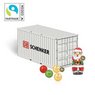 3D Präsent Container mit Fairtrade Schokolade mit Logo